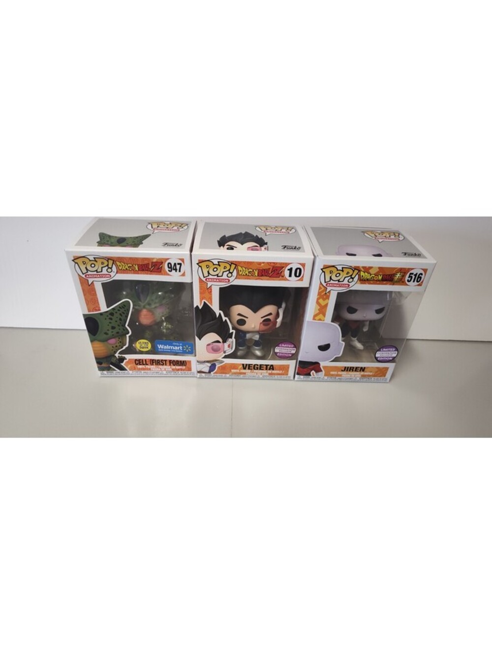 Funko Pop Dragon Ball Lot of 3 Cell GITD Vegeta Jiren Convention Exclusives
